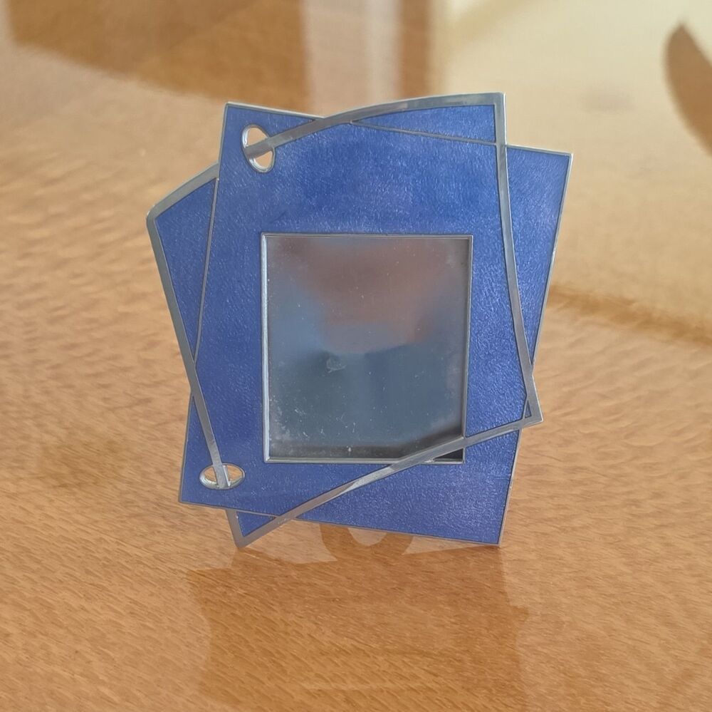 Vintage ACME Studio Adrian Olabuenaga Postmodern Blue Enamel Picture Frame 1980s